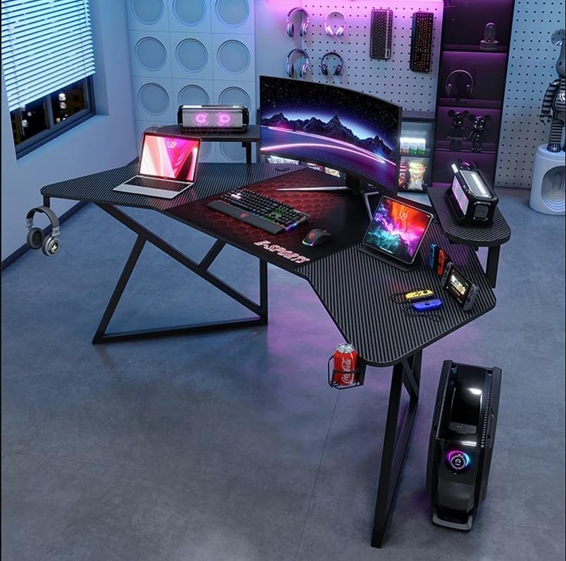 maf Maf Furniture l-shaped Gaming Desk With Carbon Fiber Surface Monitor Shelf And C 244cm x 160cm ZA0BD9F60C9F68B9F0E53Z